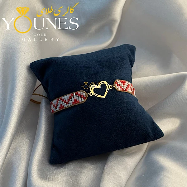 دستبند بند میوکی قلب دو لاین طلا